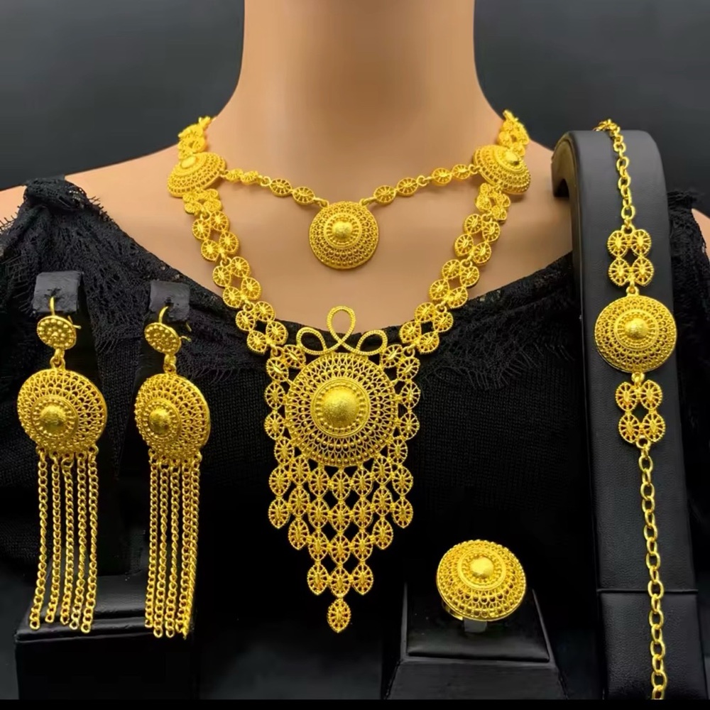 Luxury Dubai 24k gold plated jewelry set